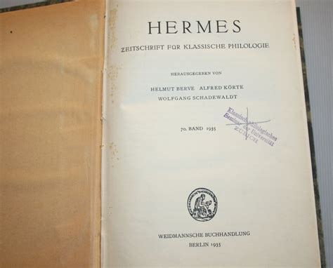 Hermes : Zeitschrift für klassische Philologie .